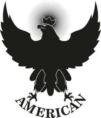 Siyah kartal bir taç ve metin