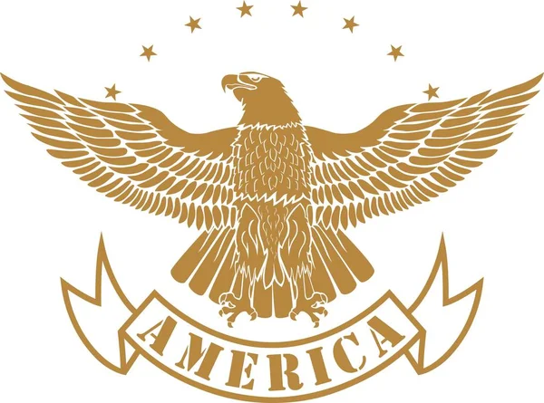 Adler Mit Sternen Und Banner Mit Text Amerika — Stockvektor