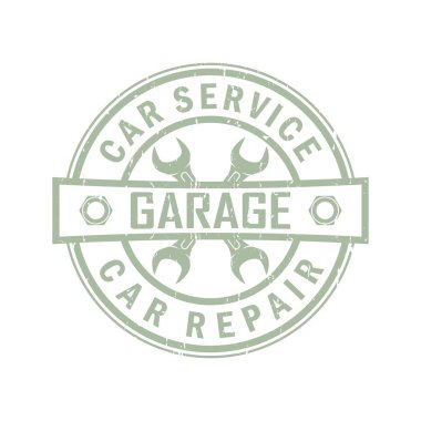 Vintage tarzı renk illüstrasyon. Servis ve araba tamir logosu