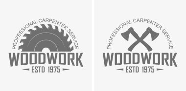 Logo reklam profesyonel marankul hizmeti. Aks, testere ve metin siyah