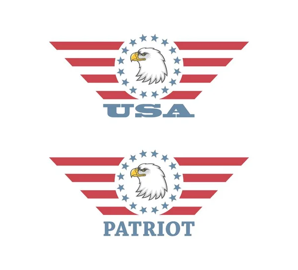 Aigle Avec Drapeau Américain Texte Illustration Couleur Sur Thème Patriotisme — Image vectorielle