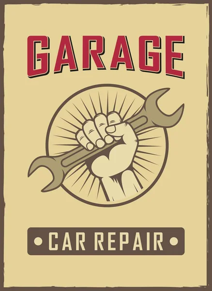 Vintage tarzı reklam araba tamir hizmeti İllüstrasyon