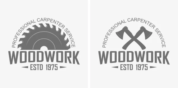 Logo Publicidade Serviço Carpintaria Profissional Serra Texto Preto — Vetor de Stock