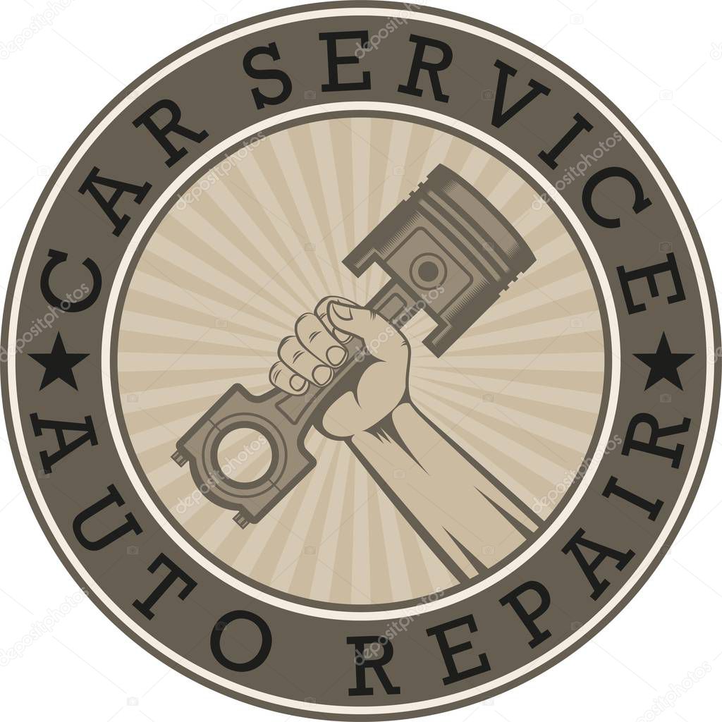 Car repair shop emblem illustration. Car maintenance and repair