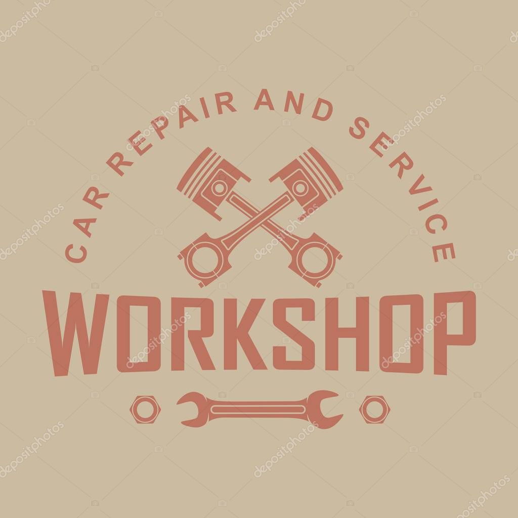 Color illustration in vintage style. Car service and repair