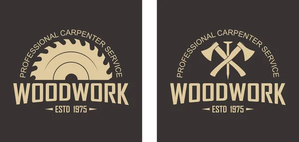 Color Illustration Logo Workshop Wooden Products Vector Illustration Crossed Axes — Stock Vector