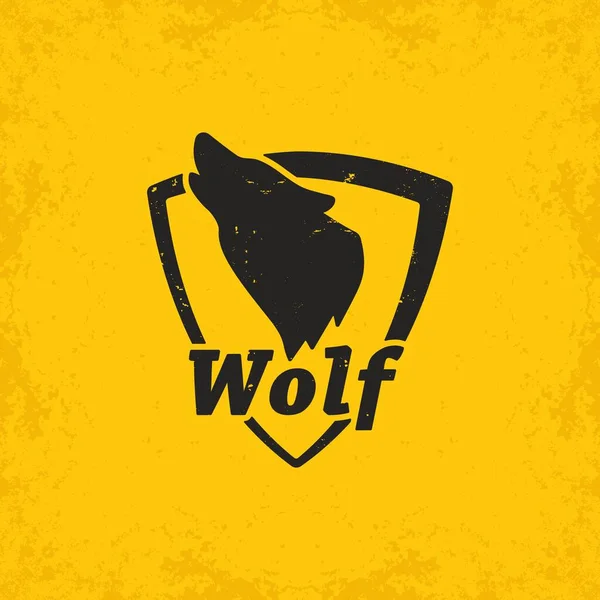 Color Illustration Black Wolf Shield Text Yellow Background Vector Illustration — Stock Vector