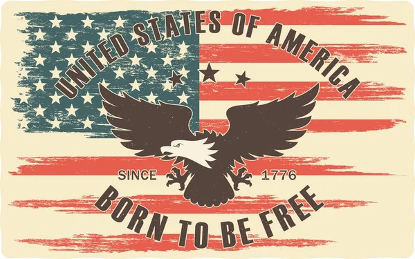 ウサ旗 テキストや星の色のイラスト グランジ感のあるヴィンテージスタイルのベクトルイラスト アメリカの自由と民主主義をテーマにしたイラスト アメリカ独立記念日 — ストックベクタ
