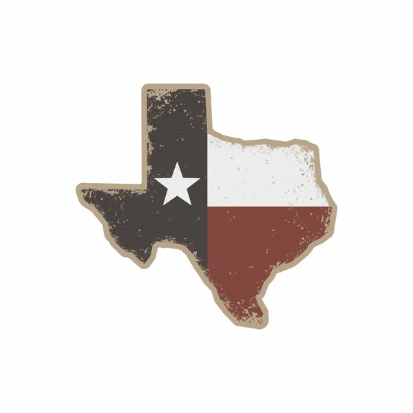 텍사스 지도와 깃발의 일러스트 배경에 빈티지 스타일의 텍스처를 지문과 스티커를 — 스톡 벡터