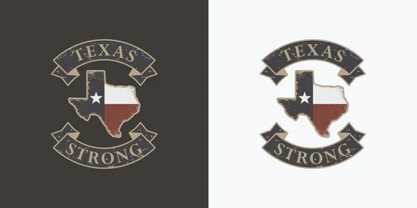 Farbige Illustrationen Von Texas State Map Band Und Text Alter — Stockvektor