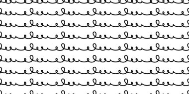 Elle çizilmiş doodle satırı tekrar Dikişsiz desen vektör. Kalem karalama taslak desen. Beyaz arka plan üzerinde siyah çizgiler.