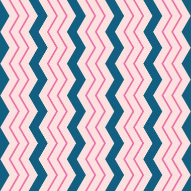 Vektör Chevron Seamless modeli. Mavi ve pembe chevron veya zig zag desenli.