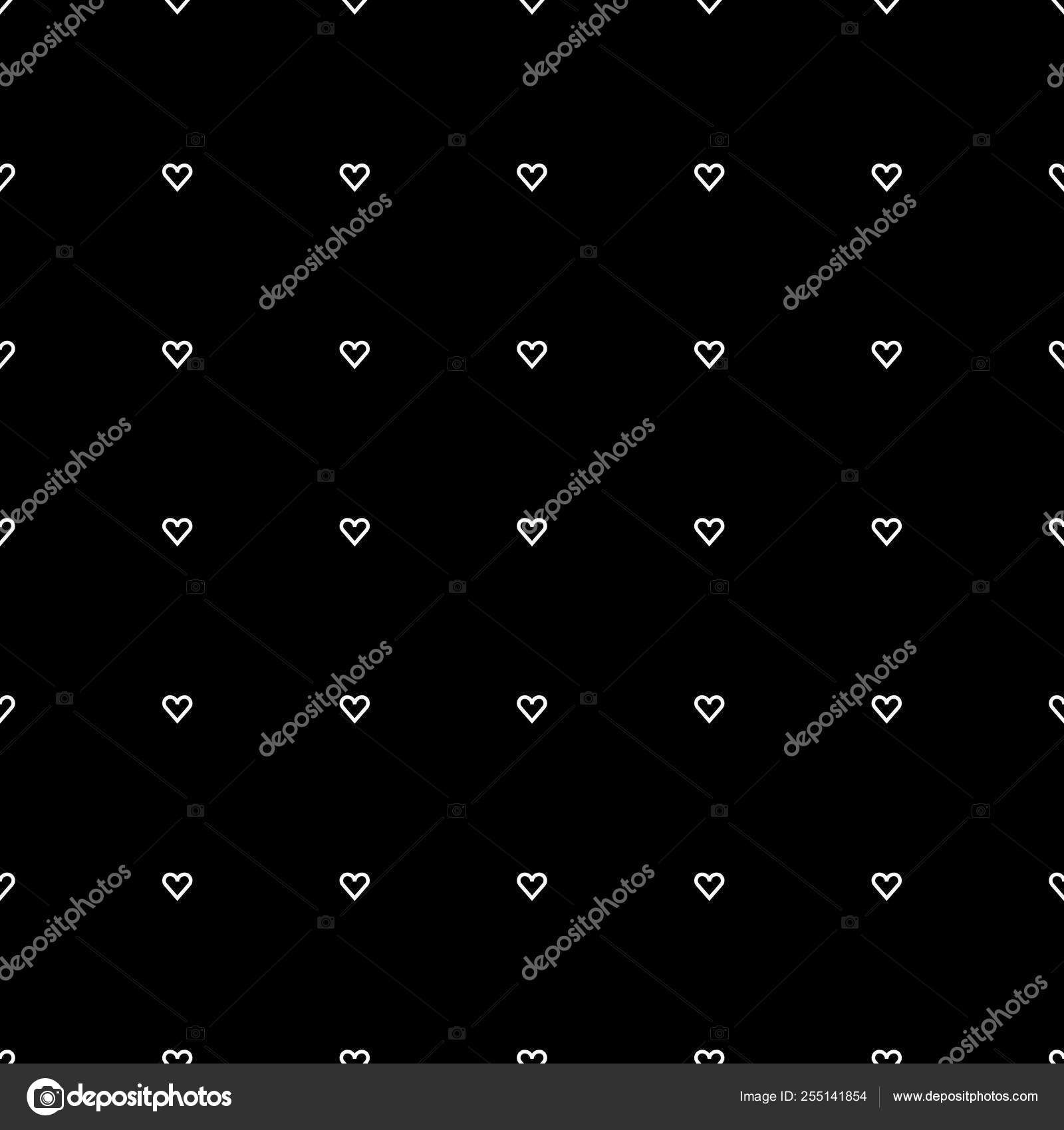 Seamless Vector Pattern Made Of Small White Outline Hearts On
