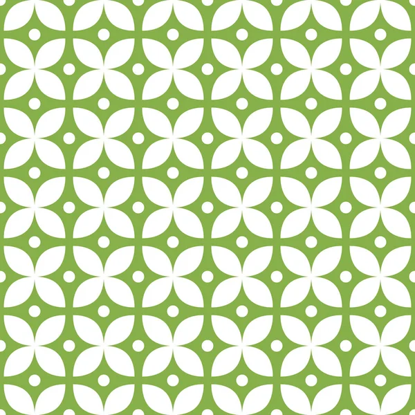 Vector seamless vintage pattern, green geometric design. Abstract flowers — Stock Vector