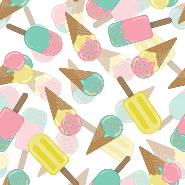 Vector Ice Cream tekrar Dikişsiz desen. Pastel renkler