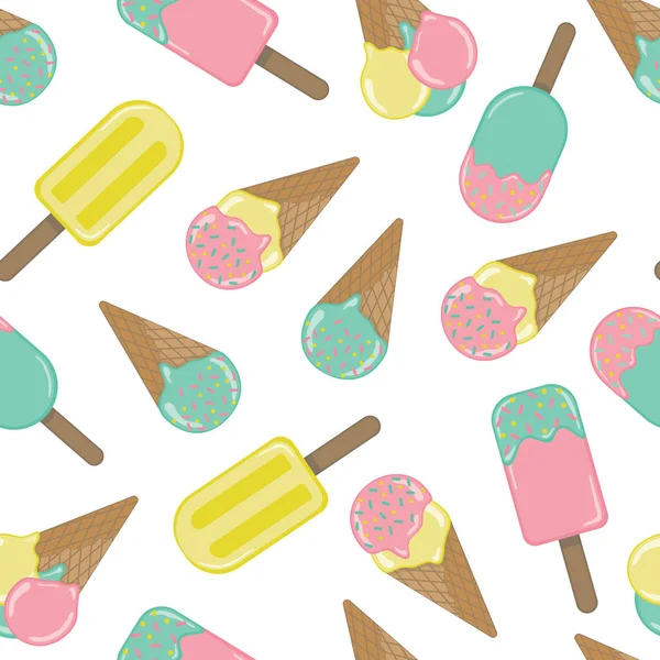 Vector Ice Cream tekrar Dikişsiz desen. Pastel renkler