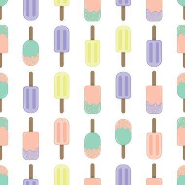 Vector Ice Cream tekrar Dikişsiz desen. Pastel renkler