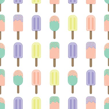 Vector Ice Cream tekrar Dikişsiz desen. Pastel renkler