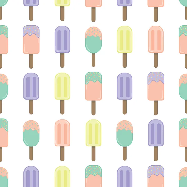 Vector Ice cream repeat seamless pattern. Pastel colors — Stock Vector