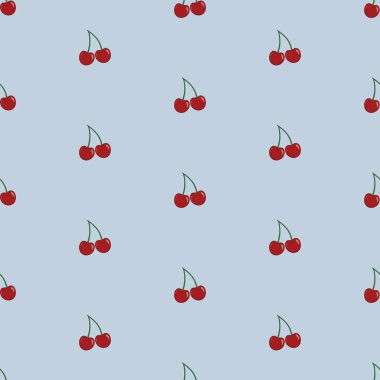 Açık mavi arka plan kiraz ile vektör dikişsiz desen.