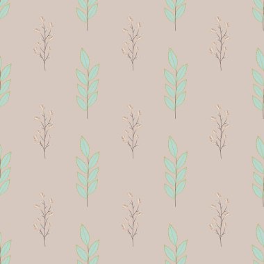 Vektör küçük çiçekler ve yaprakları ile dikişsiz desen tekrar.