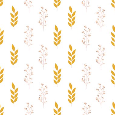 Vektör küçük çiçekler ve yaprakları ile dikişsiz desen tekrar.