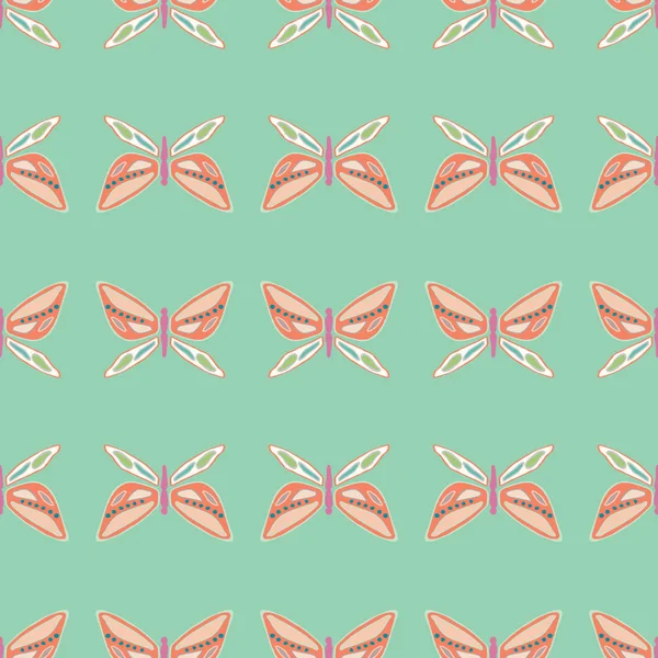 Vektor upprepa sömlösa mönster med färgglada fjärilar. — Stock vektor