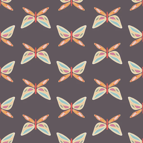 Vettore ripetizione modello senza soluzione di continuità con farfalle colorate . — Vettoriale Stock