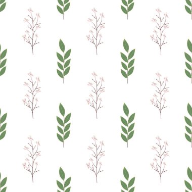Vektör küçük çiçekler ve yaprakları ile dikişsiz desen tekrar.