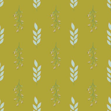 Vektör küçük çiçekler ve yaprakları ile dikişsiz desen tekrar.