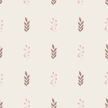 Vektör küçük çiçekler ve yaprakları ile dikişsiz desen tekrar.