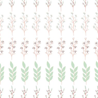 Vektör küçük çiçekler ve yaprakları ile dikişsiz desen tekrar.