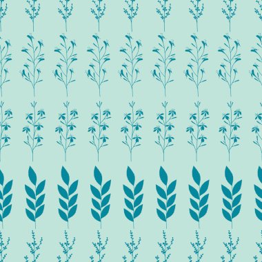 Vektör küçük çiçekler ve yaprakları ile dikişsiz desen tekrar.