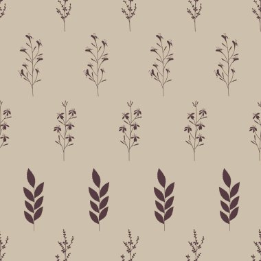 Vektör küçük çiçekler ve yaprakları ile dikişsiz desen tekrar.