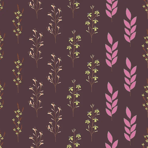 Vektör küçük çiçekler ve yaprakları ile dikişsiz desen tekrar.