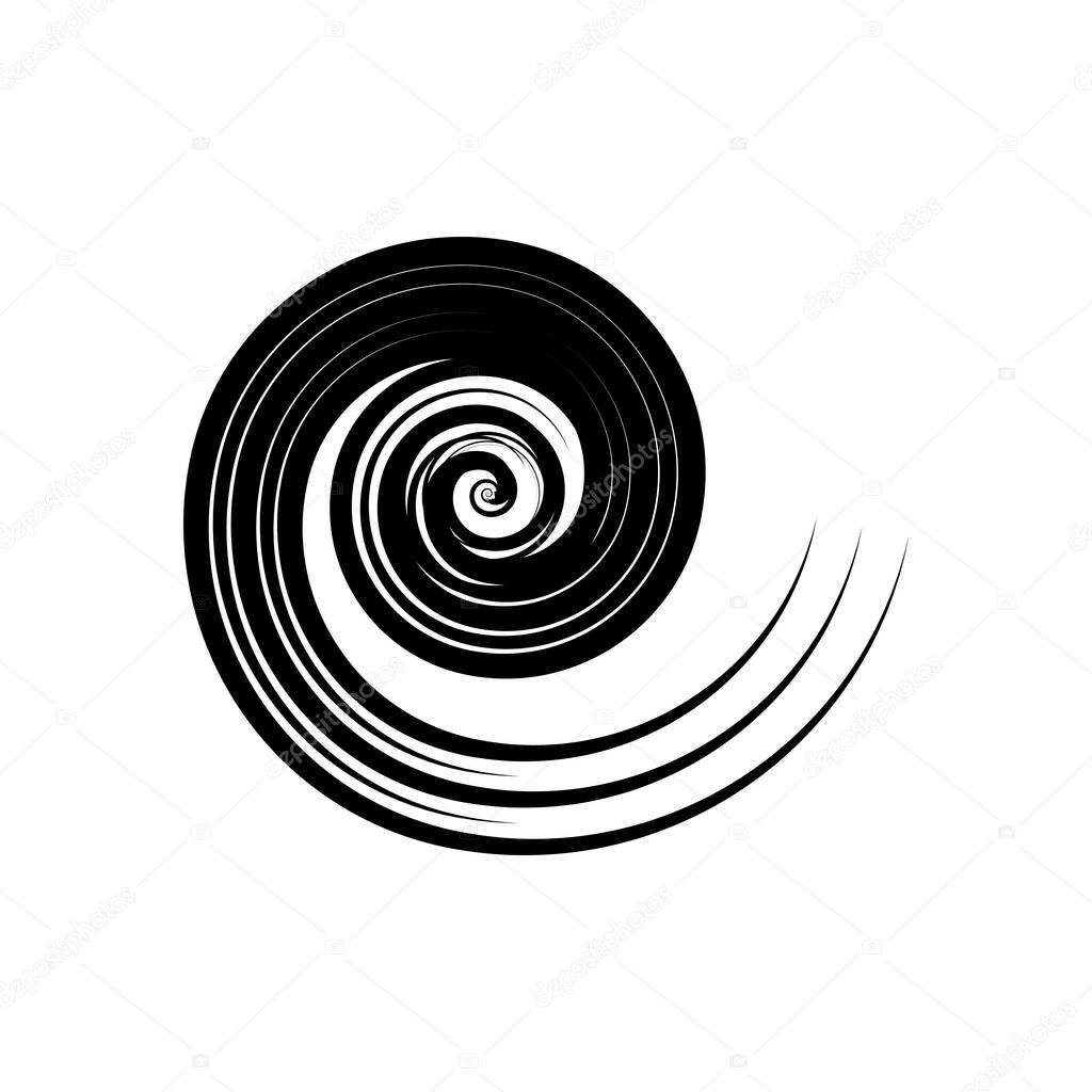 Circle Blue Tornado logo symbol isolated, Abstract Hurricane Logo Symbol, Typhoon vector illustration