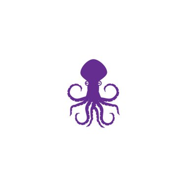Siluet Octopus vektör şablonu. Ahtapot vektör çizimi