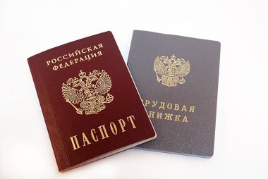 Pasaport ve emek belge, renkli bir arka plan üzerinde iş deneyimi.