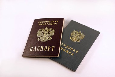 Pasaport ve emek belge, renkli bir arka plan üzerinde iş deneyimi.