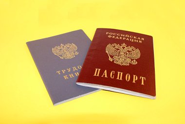 Pasaport ve emek belge, renkli bir arka plan üzerinde iş deneyimi.