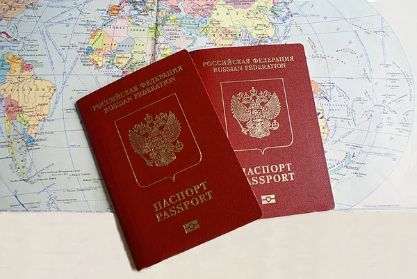 Passaporte Federação Russa Fundo Mapa — Fotografia de Stock