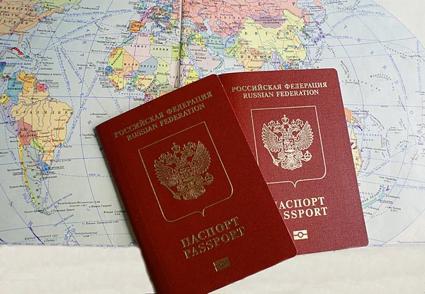 Passaporte Federação Russa Fundo Mapa — Fotografia de Stock