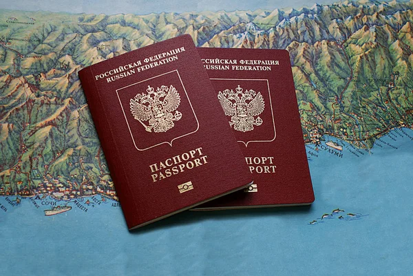 Passaporte Federação Russa Fundo Mapa — Fotografia de Stock