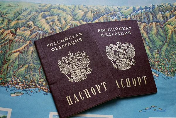 Passaporte Federação Russa Fundo Mapa — Fotografia de Stock