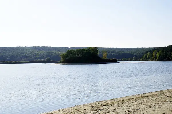 Lago Meio Floresta Praia Arenosa — Fotografia de Stock