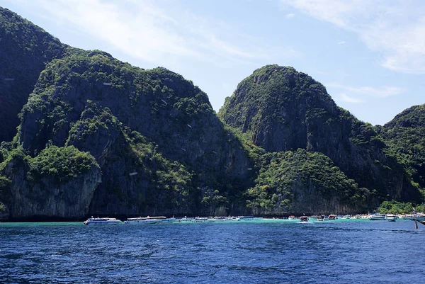 Ostrov Oceánu Thajsko Jachty Čluny — Stock fotografie