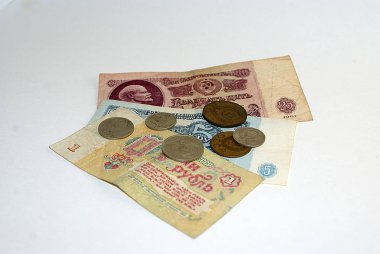 Eski para Ussr, beyaz bir arka plan üzerinde sikke.