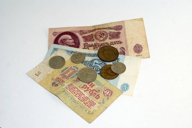 Eski para Ussr, beyaz bir arka plan üzerinde sikke.