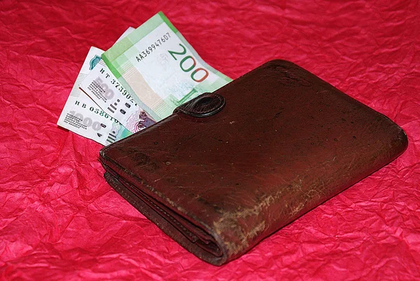 Old Wallet Money Colored Background — Stock Photo, Image