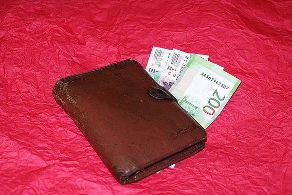 Old Wallet Money Colored Background — Stock Photo, Image
